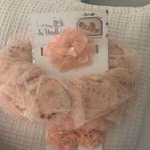 Peach and Gold Floral Hair Accessory Set
